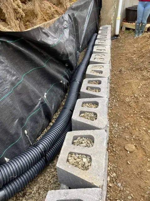 Retaining wall installation in Plymouth MA