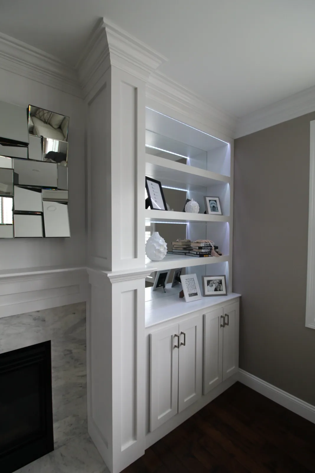 Custom built-in cabinets Plymouth MA by general contractor Freeland Woodworks.
