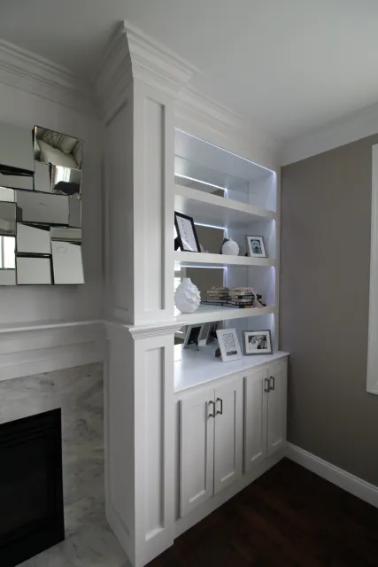 Custom built-in cabinets Plymouth MA by general contractor Freeland Woodworks.