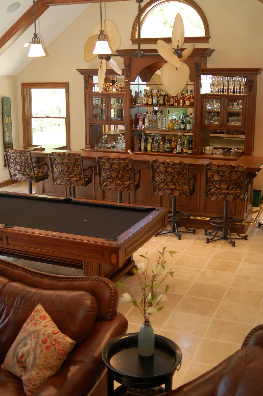 Game room addition with custom bar