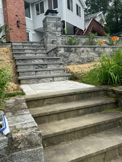 Stone steps and retaining walls