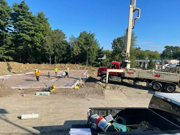 Concrete pour on a new-construction foundation