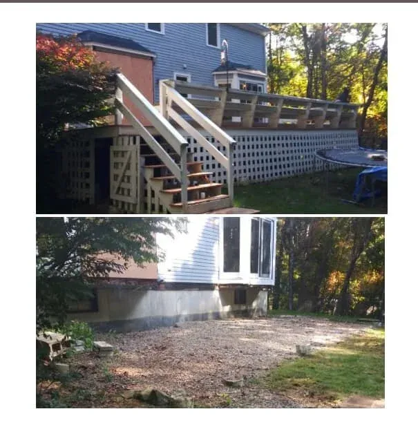 Deck demolition in Sharon, Mass.