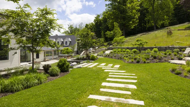 Backyard stone walkway