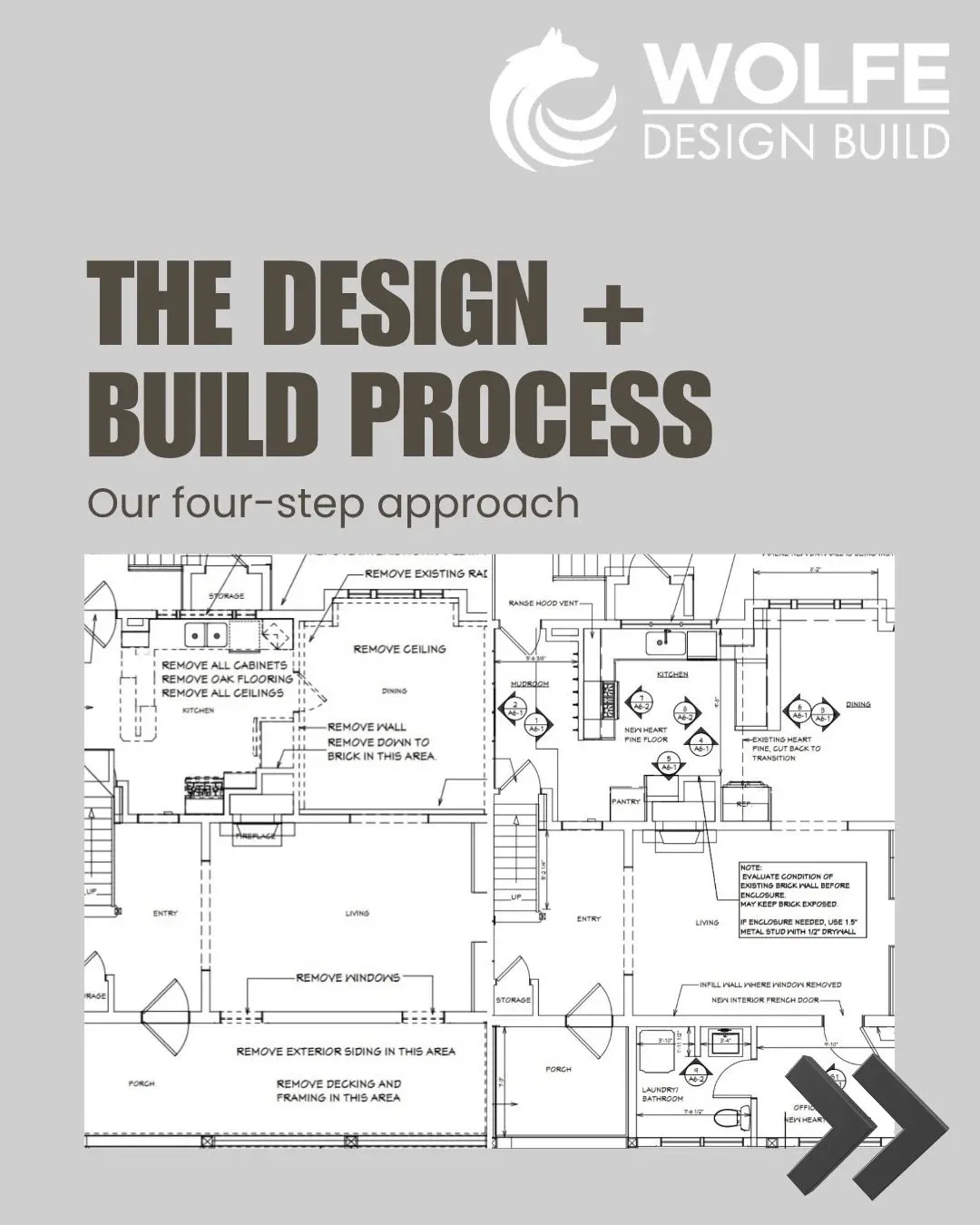 Every great renovation starts with a plan.

Swipe through our four-step Design + Build Process to see how we guide you from the first idea to a home that&rsquo;s beautiful, functional, and built to last.