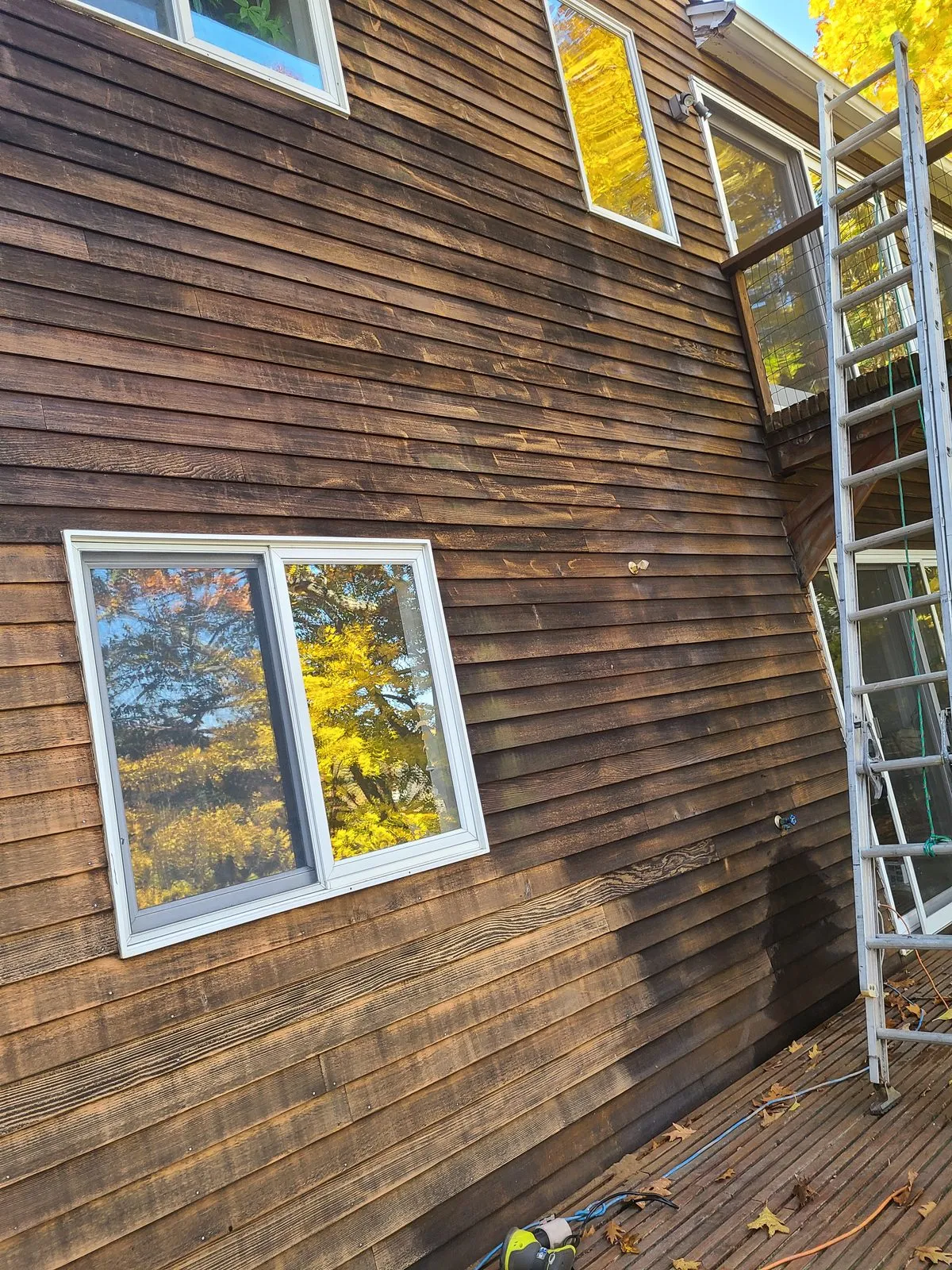 Staging set for barn siding restoration
