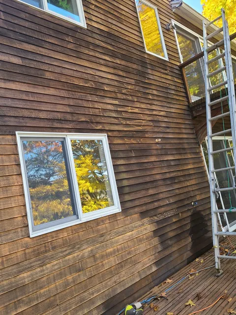 Staging set for barn siding restoration