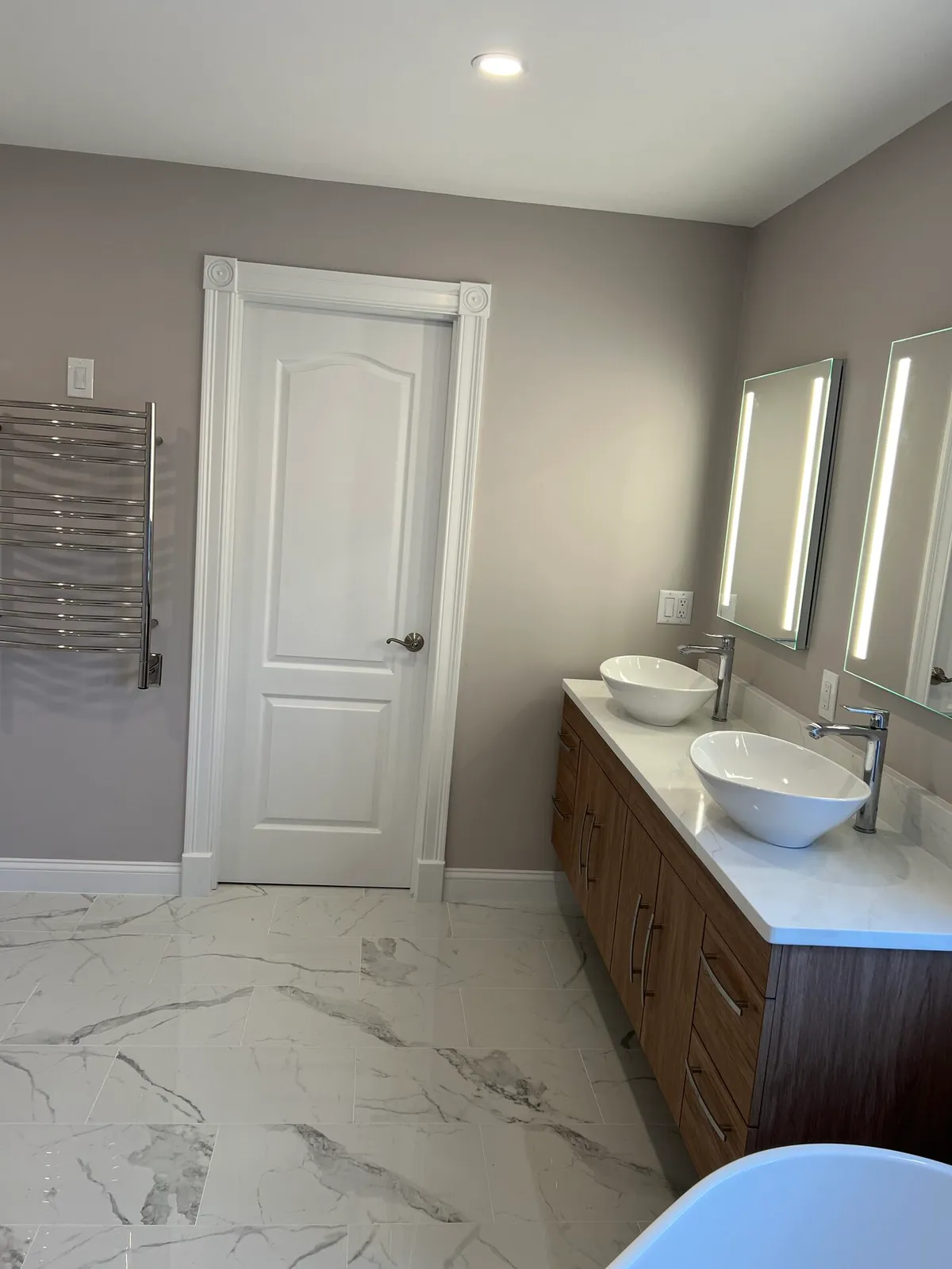 Heated Towel Rail & Custom Trim Detail in Holliston, MA