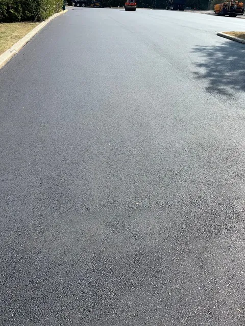 Freshly paved road in Scarborough Maine