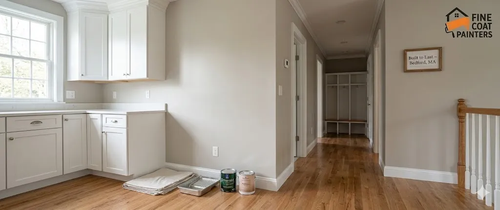 Interior painting gallery Burlington MA — kitchen hallway