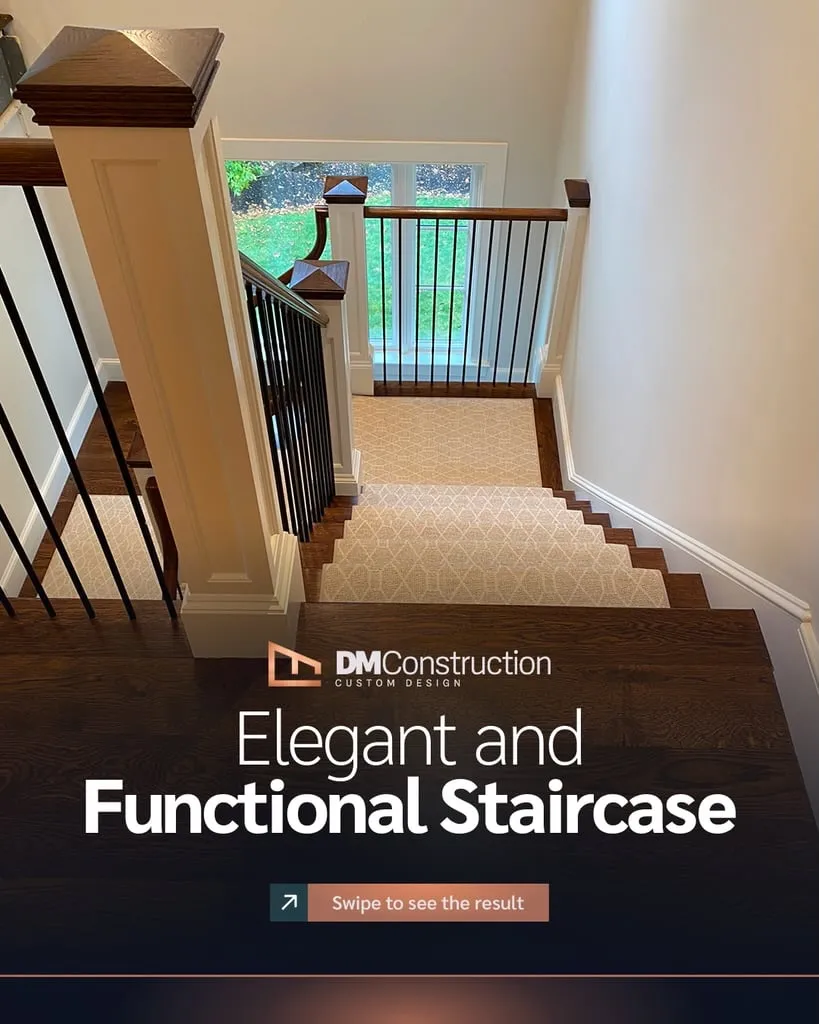 DM Construction, together with our team of carpenters, completed the finishing of this staircase. We installed the treads, posts, handrails, and metal balusters, and to complement the project, the steps received custom-made carpet, adding comfort and sophistication. The result is an elegant, functional, and timeless design. The project also includes a custom safety gate, designed…