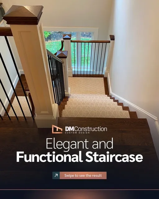 DM Construction, together with our team of carpenters, completed the finishing of this staircase. We installed the treads, posts, handrails, and metal balusters, and to complement the project, the steps received custom-made carpet, adding comfort and sophistication. The result is an elegant, functional, and timeless design. The project also includes a custom safety gate, designed…