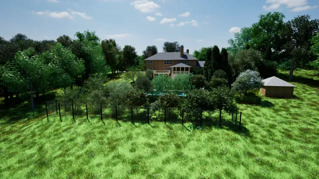 Design render of the finished backyard plan