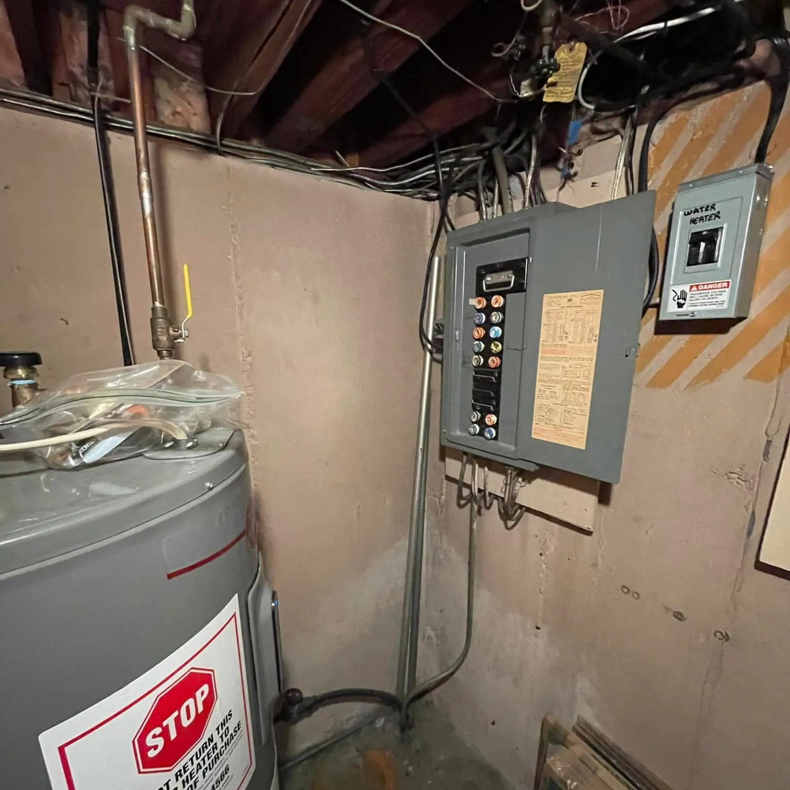 Basement panel and water-heater disconnect