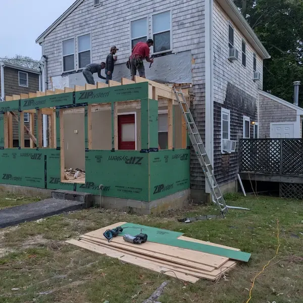 New home construction framing and exterior