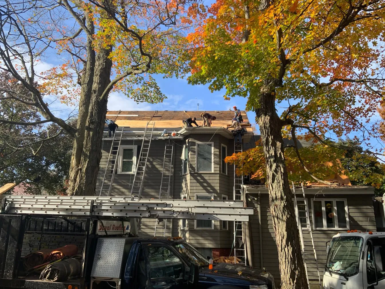 Roofing in progress