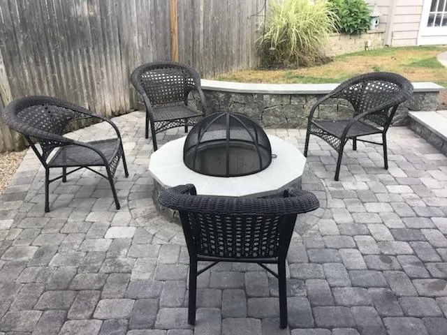Custom stone patio built by Stiles and Sons in NH Seacoast