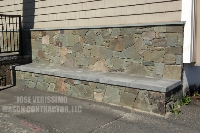 Natural Stone Wall With Bench