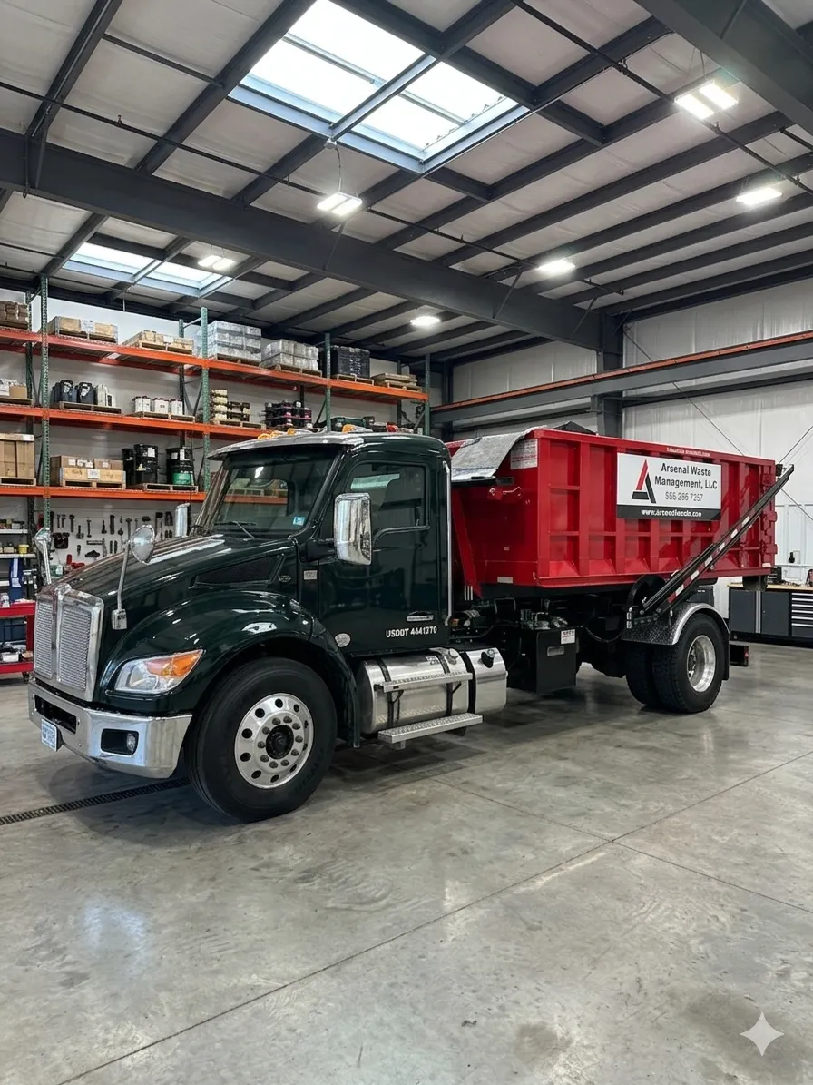 Arsenal Waste Management roll-off dumpster ready for delivery in Merrimack NH
