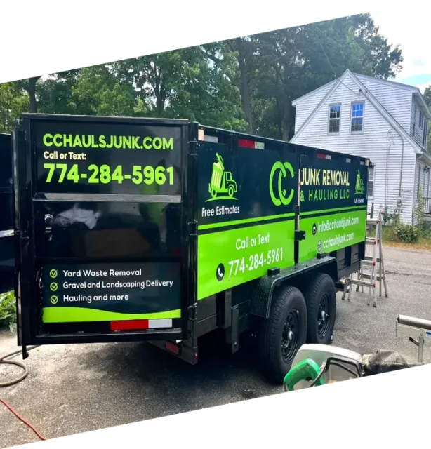 A truck and trailer belonging to "CC Junk Removal & Hauling LLC"