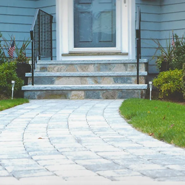 brickwork constructed on a step and pathway