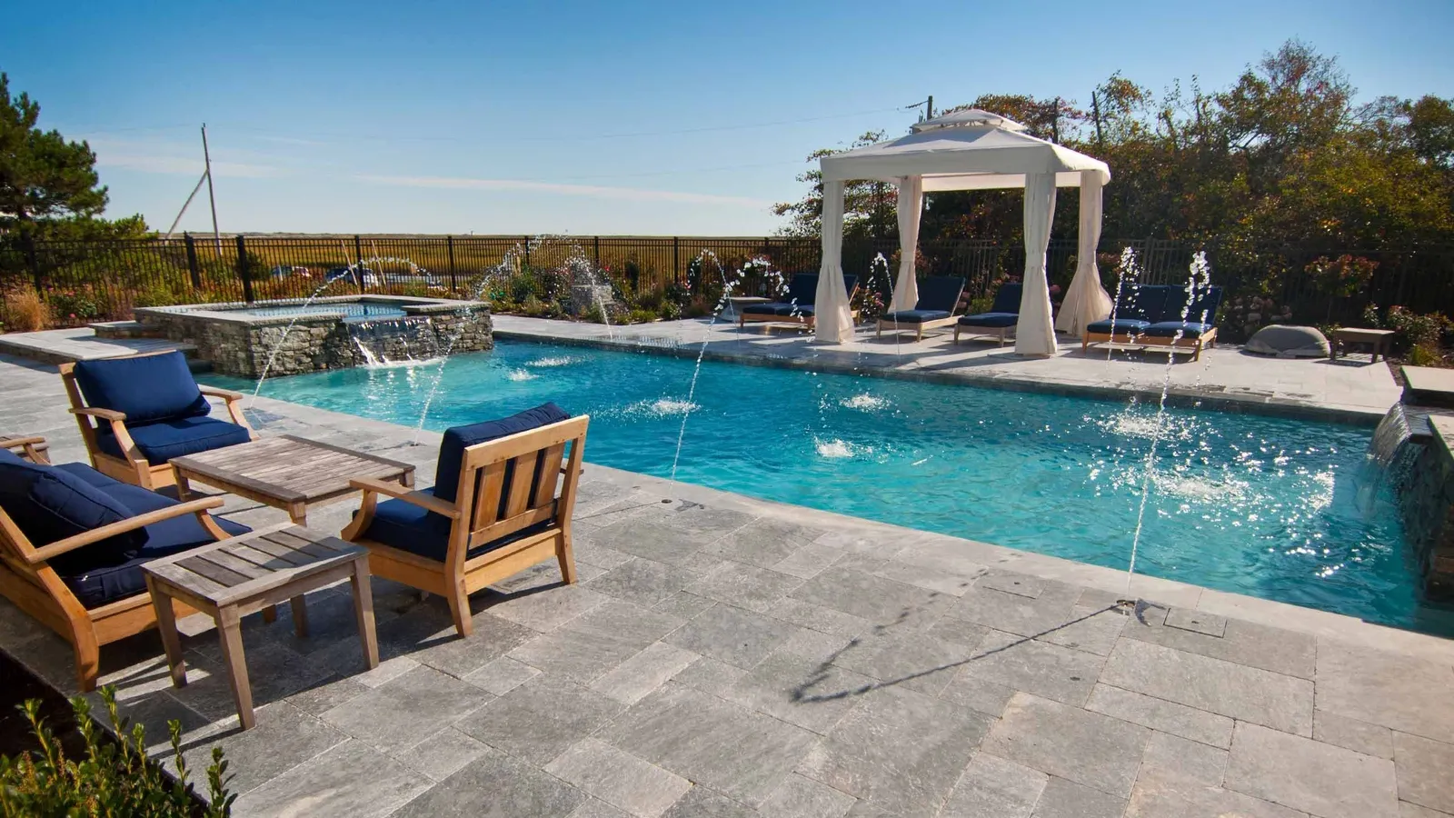 Outdoor pool overlooking the water in Provincetown