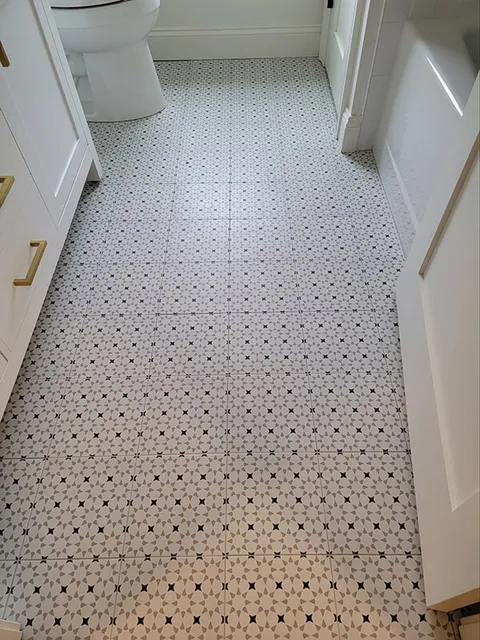 Geometric-designed bathroom tile in Ashland, MA