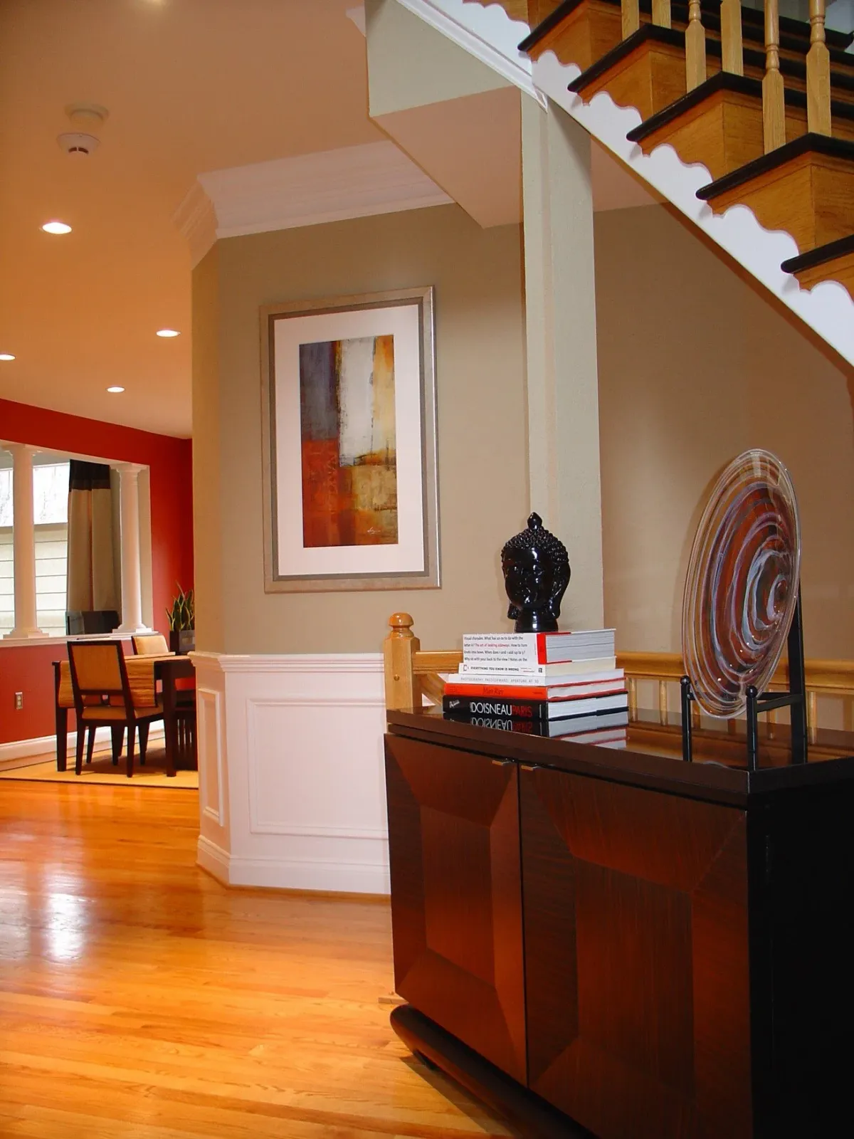 Entryway with modern artwork