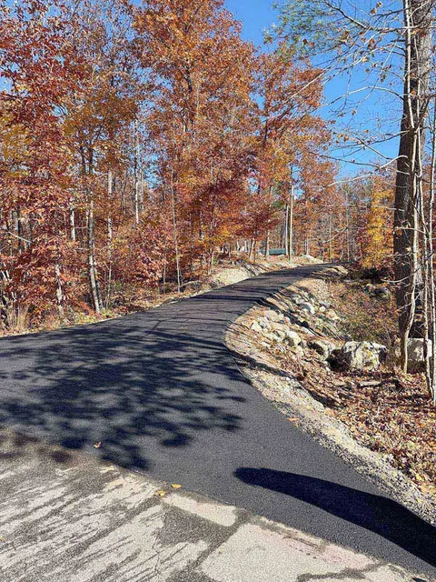 A newly paved road going through a forest with trees on both sides
