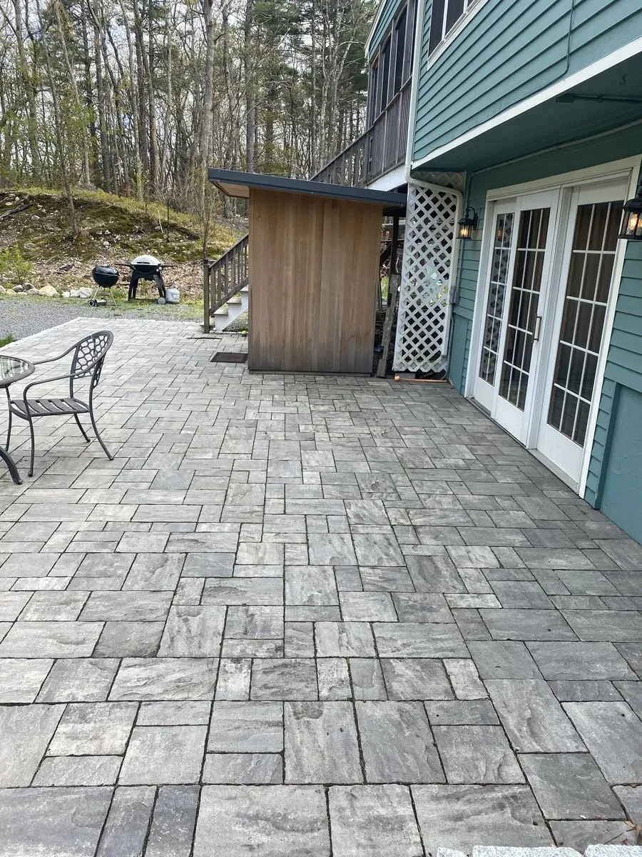 Paver patio installation by DNA Landscaping in Westborough, Massachusetts