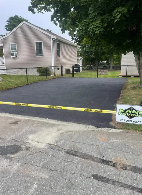 Finished driveway with stone border