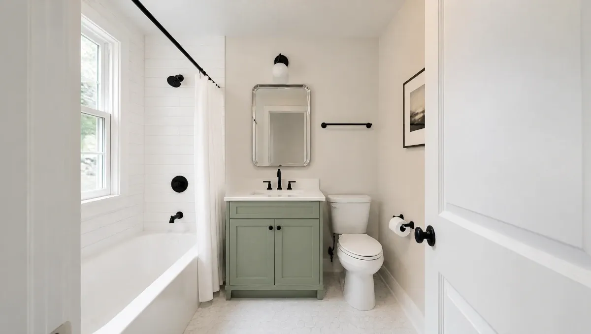 Bright bathroom refresh with white subway tile
