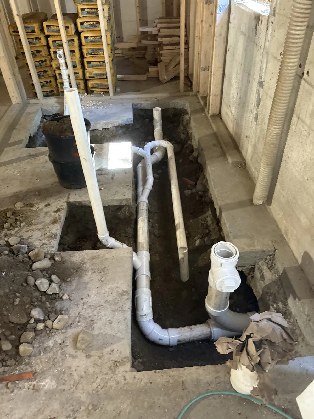 Underground PVC drain line installation by Ferguson Plumbing Design