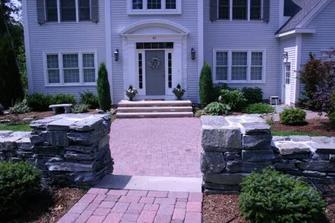 Stone Wall, Patio and Landscaping