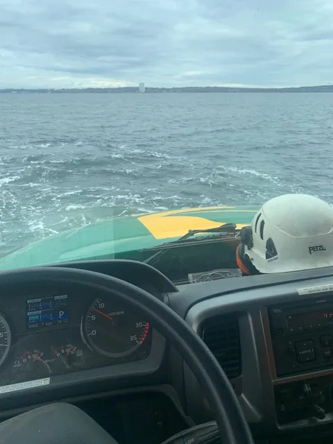 Service truck on ferry to Block Island