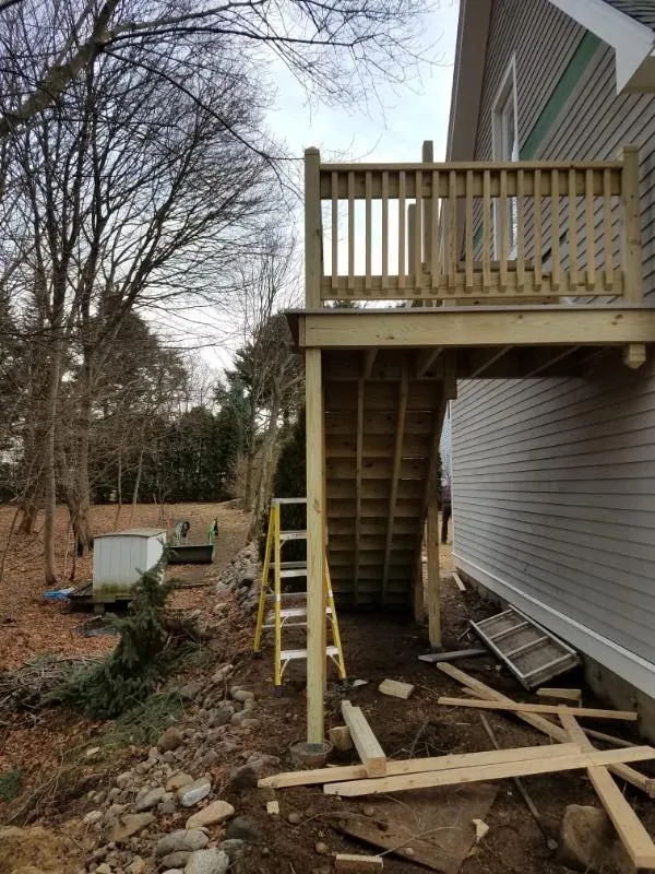 New exterior stair and deck framing