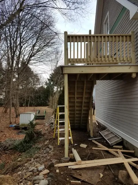 New exterior stair and deck framing