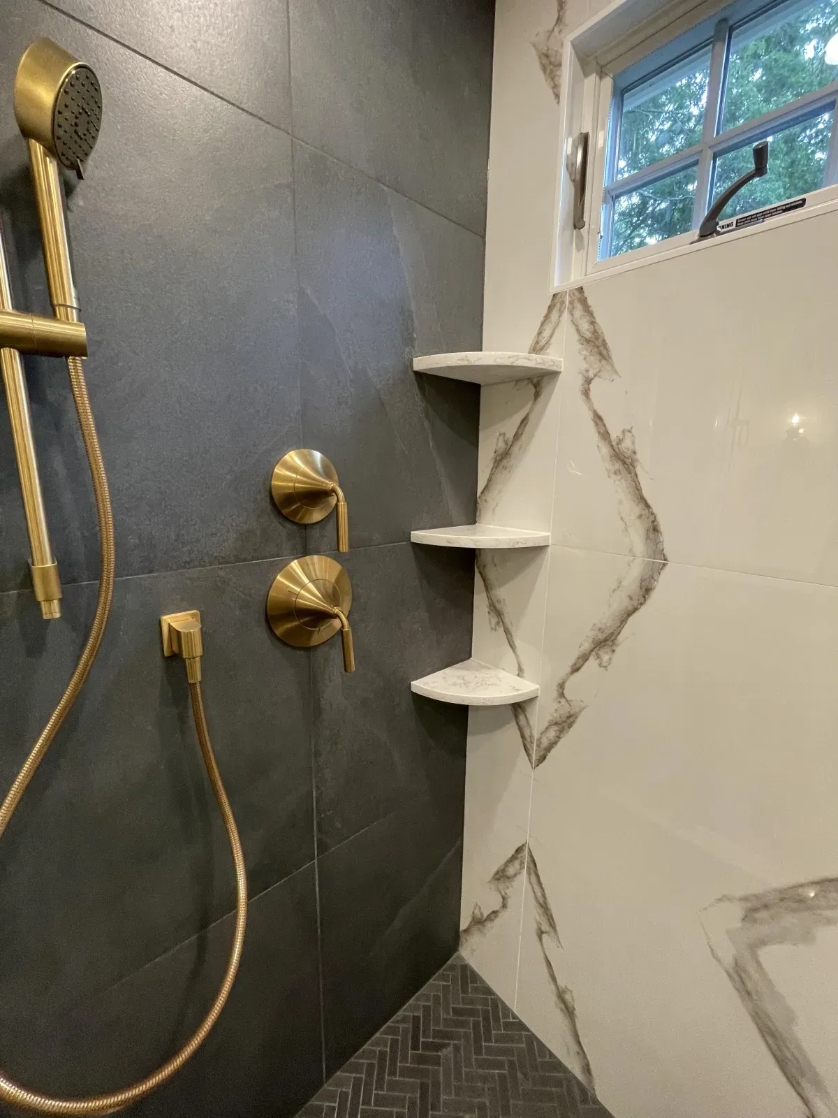 Custom tile shower installation completed by Grams Tile in Lunenburg, MA