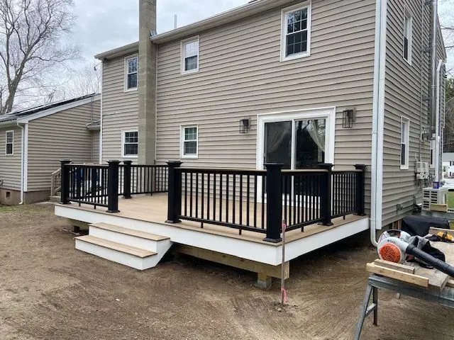 Deck with black railing