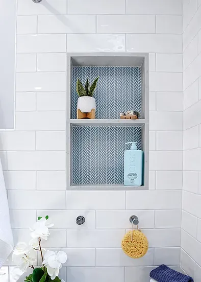 White and Blue Two Shelf Niche