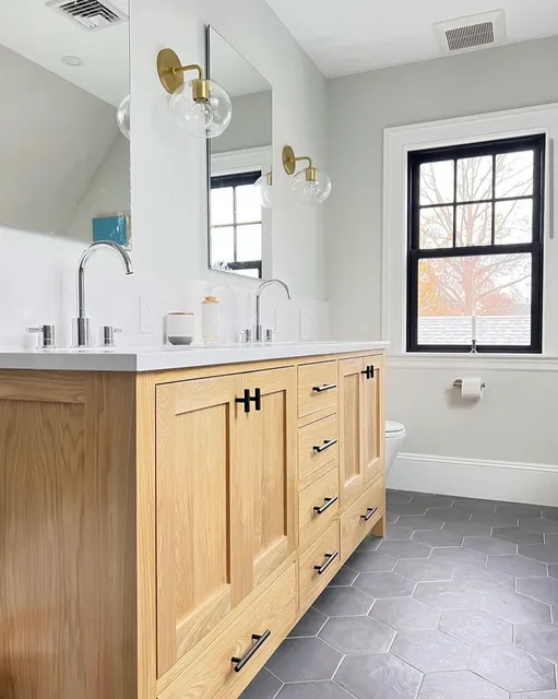 Custom white oak double vanity