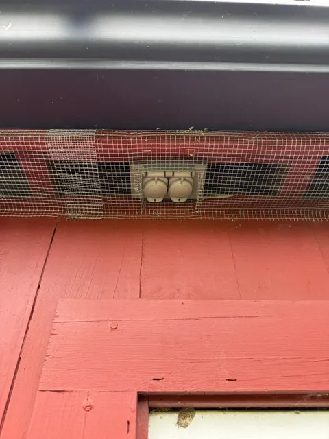 Hardware wire mesh exclusion sealing around eave outlet gap