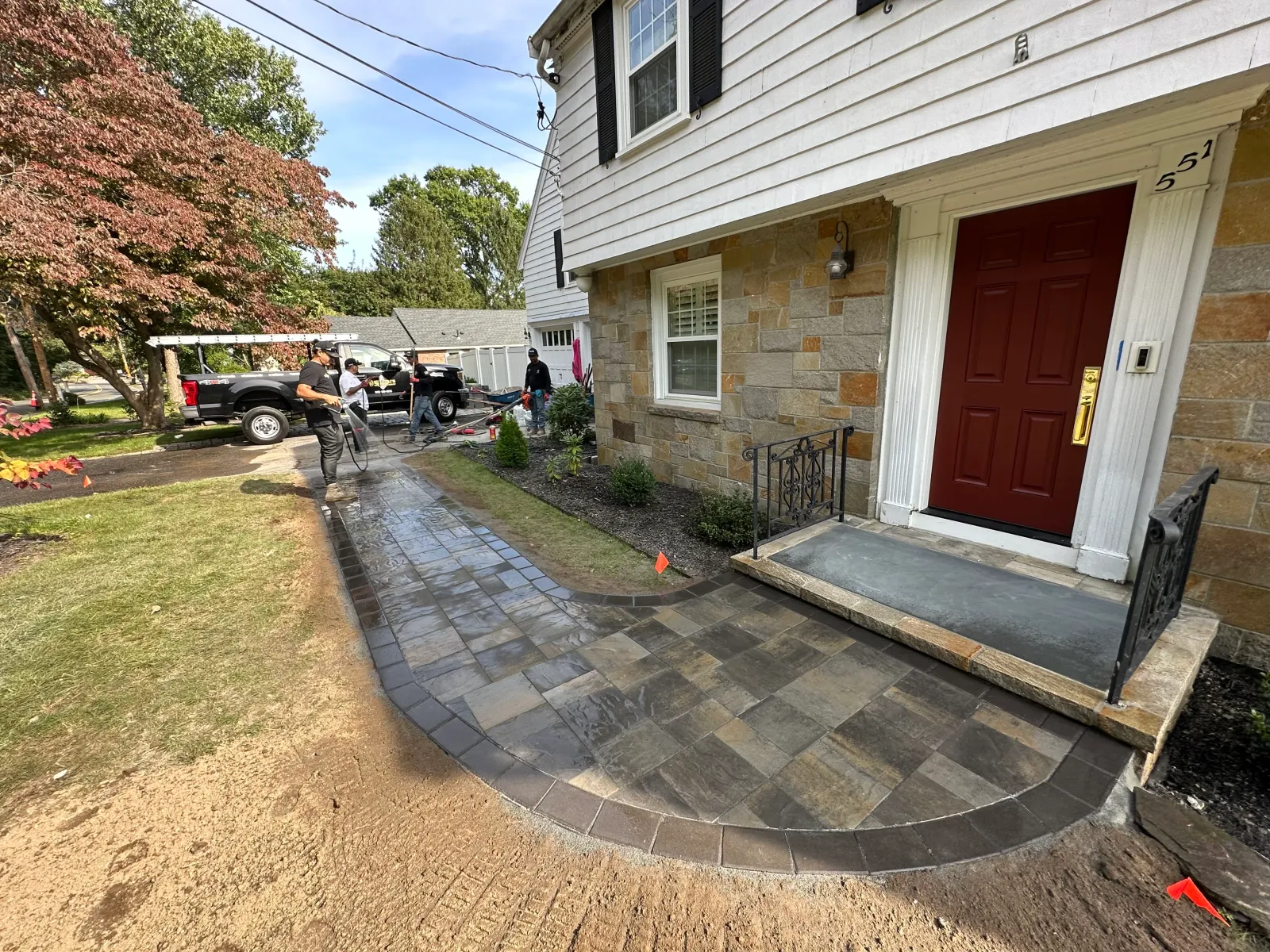 New paver walkway to a front entry
