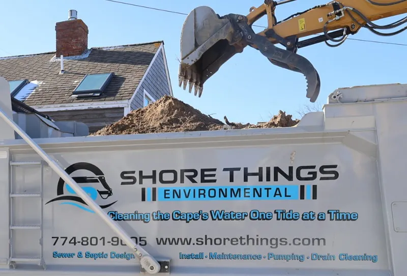 Professional commercial septic pumping truck providing expert wastewater management and sewer maintenance services