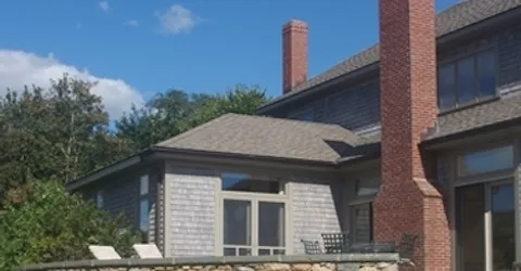 Brick Chimney and Stone Wall