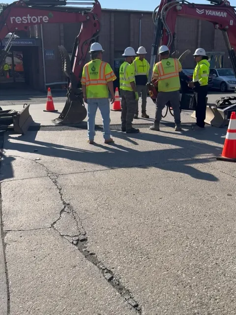 This week our team restored the entrance at Casella Waste’s Springfield transfer station with fresh concrete. 💪 After a new gas main installation, we replaced nearly 2,000 SF of 12” thick reinforced concrete to get the yard back in top shape.

Two of our concrete crews teamed up to push this project through quickly, minimizing any disruption to operations. Safety, efficiency, and quality were our priorities—and the crew delivered.