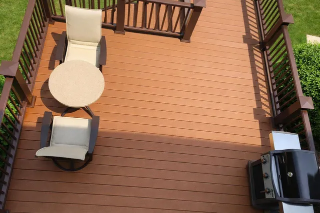 Outdoor deck with grill and seating