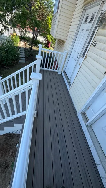 Composite deck with white railing system