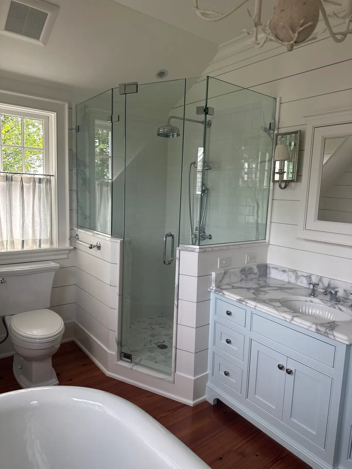 Our Frameless Glass Enclosure without the Big Bulky header.