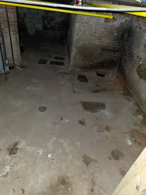 The same brick basement cleared after the cleanout